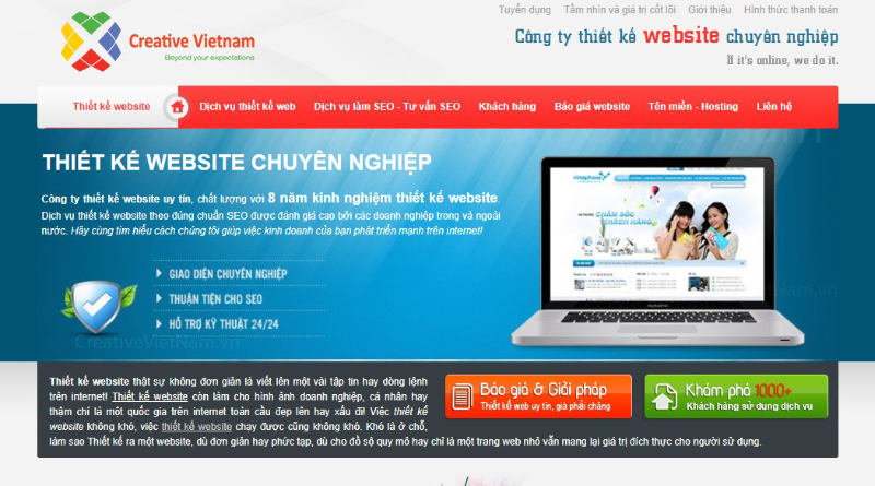Đơn vị thiết kế website Creative Việt Nam