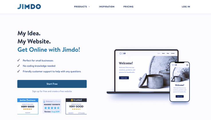 Thiết kế web bán hàng miễn phí với Jimdo